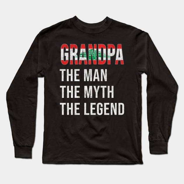 Grand Father Lebanese Grandpa The Man The Myth The Legend - Gift for Lebanese Dad With Roots From  Lebanon Long Sleeve T-Shirt by Country Flags